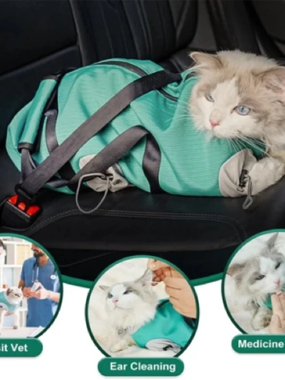 Pet Carrier Sling Bag for Cats - Teal Green